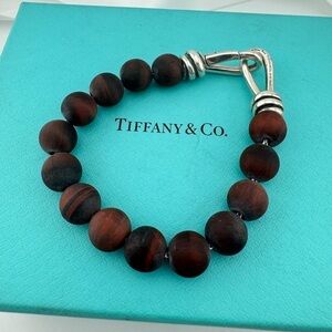 RARE Tiffany & Co. Red Tigers Eye Knot 10mm Bead Bracelet Paloma Picasso
